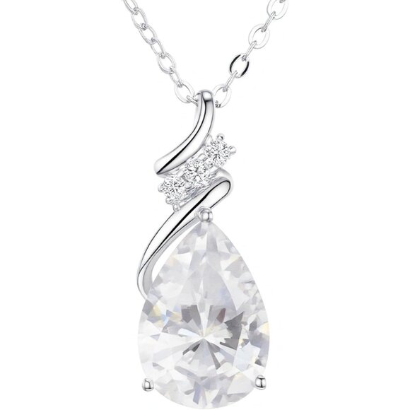 Sterling Silver Teardrop Birthstone Necklace for Women Adjustable Chain Elegan